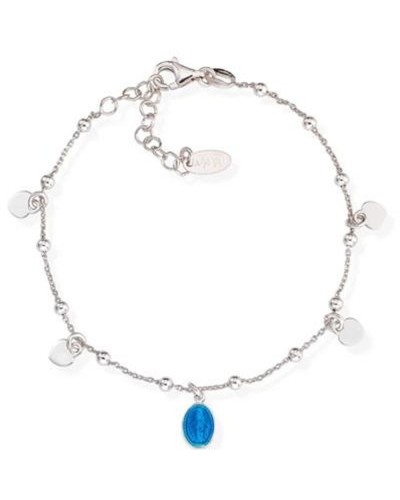 Amen Damen Rosenkranz Halskette Silber 925 mit blauen Kristallen - Elegantes Schmuckstück
