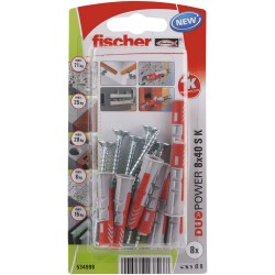 Fischer Duopower Viti e Dadi 8 x 40 mm, Confezione da 8, Nylon