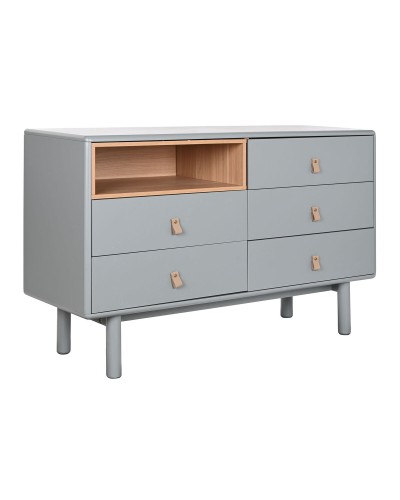 Kommode Home ESPRIT Azurblau Grau Natur, 120 x 40 x 75 cm, Polypropylen und MDF-Holz
