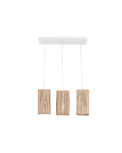Plafondlamp Home ESPRIT Wit Natuurlijk Eucalyptushout 50 W 20 x 20 x 40 cm