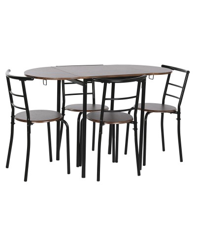 Bordsgrupp med 4 stolar DKD Home Decor Brun Svart Metall Trä MDF 121 x 55 x 78 cm