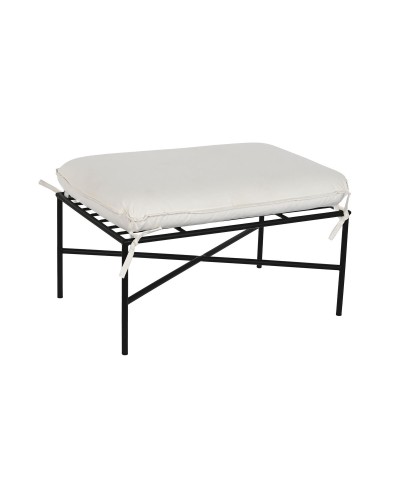 Fotpall Home ESPRIT Vit Svart Metall Urban 75 x 50 x 45 cm