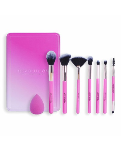Revolution The Brush Edit: Set 8 Pennelli Trucco Rosa - Make Up Completo
