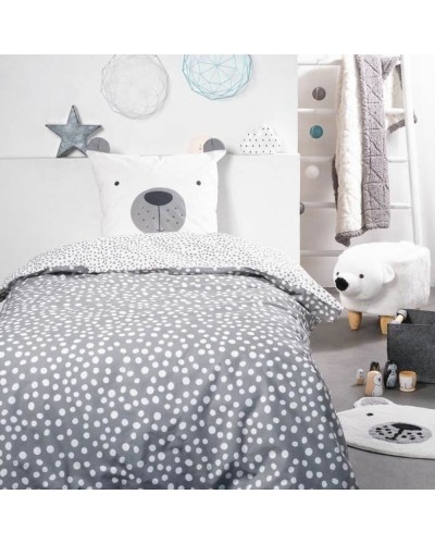 Housse de couette TODAY Funny Gris 140x200 cm, Ultra Douce et Respirante.
