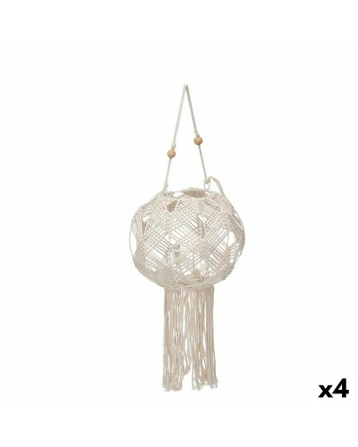 Porte-bougies Macramé Blanc en Coton 4 pièces, 23 x 24 x 23 cm

