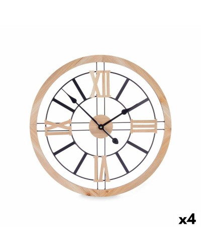 Horloge Murale Moderne en Métal et MDF | Diam. 60 cm | Noir | Set de 4
