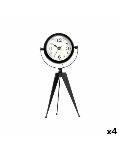 Orologio da Tavolo Tripode Nero Metallo 12 x 30 x 12 cm - Quattro Unità