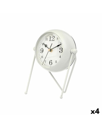 Moderne Tischuhr aus weißem Metall - 18 x 21 x 12 cm (4er-Set)
