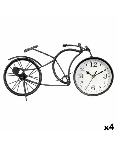 Bordsklocka Fiets Zwart Metaal 40 x 19,5 x 7 cm (4 Stuks)
