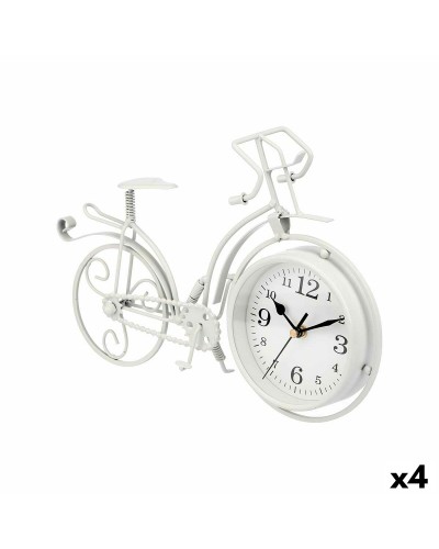 Bordsklocka Fiets Wit Metaal 33 x 22,5 x 4,2 cm (4 Stuks)