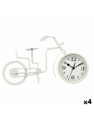 Horloge de Table Vélo Design Blanc en Métal 33 x 21 x 4 cm
