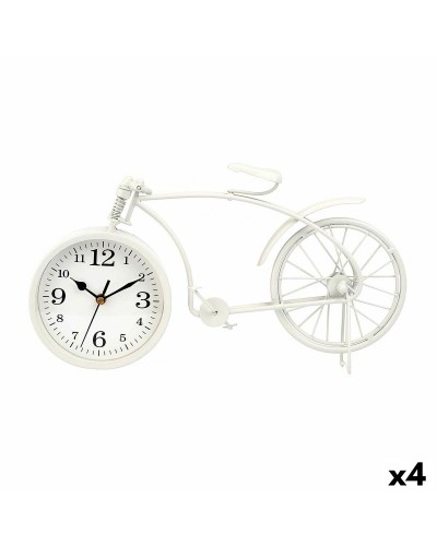 Orologio da Tavolo a Forma di Bicicletta Bianco Metallo, 38x20x4cm