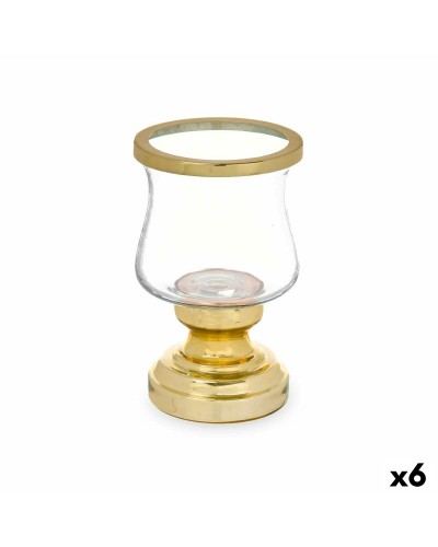 Ljusstakar Vinglas Gyllene Stål 12 x 19,5 x 12 cm (6 antal)