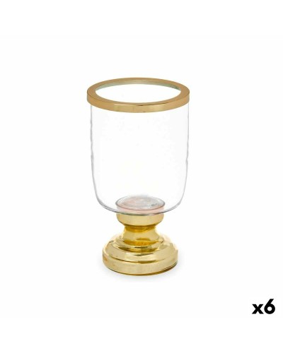 Ljusstakar Vinglas Gyllene Stål 12 x 24,5 x 12 cm (6 antal)