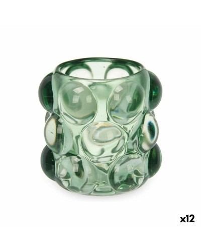 Bougeoir Microbilles Vert Cristal 8,4x9x8,4cm (x12)
