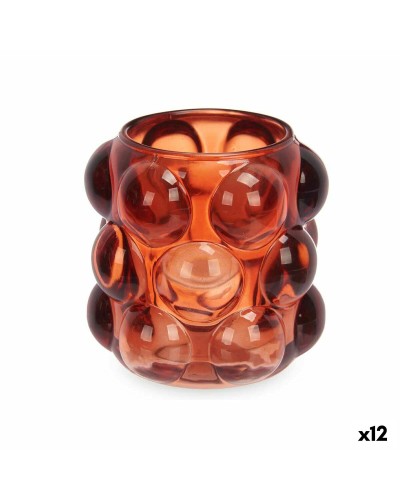 Ljusstakar Mikro-pärlor Orange Glas 8,4 x 9 x 8,4 cm (12 antal)