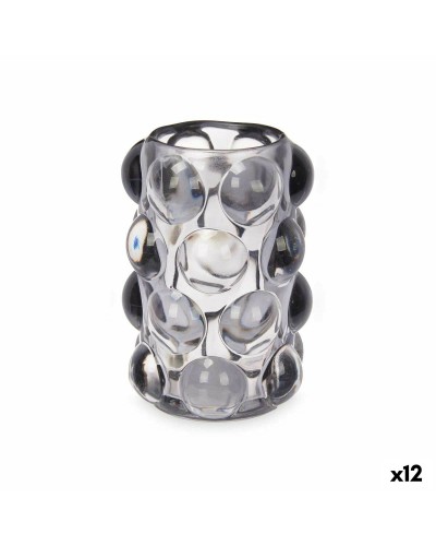 Kaarshouder Microbolletjes Grijs Kristal 8,4 x 12,5 x 8,4 cm (12 Stuks)