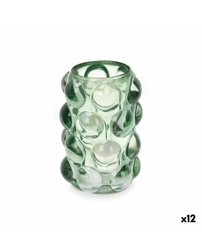 Bougeoirs Microsphères Vert Cristal - Lot de 12, 8,4 x 12,5 x 8,4 cm
