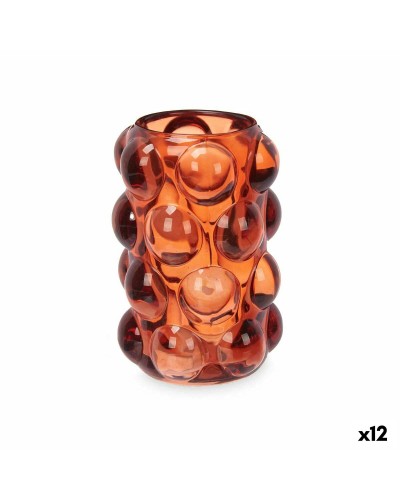 Portavelas en Microesferas de Cristal Naranja | 8,4 x 12,5 x 8,4 cm | Juego de 12
