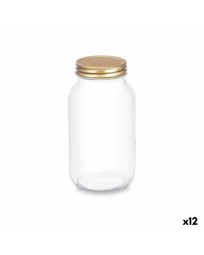 Goldene transparente Vase aus Metall und Glas 950 ml (12 Stück)
