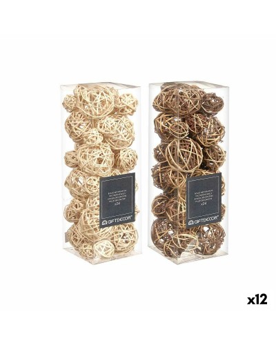 Set di 12 Palline Decorative Marroni e Bianche per Decorazioni Natalizie