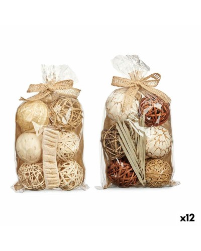 Palline Decorative "Bianco Marrone" - Set da 12 per Arredamento ed Eventi