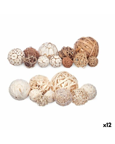 Bolas Decorativas Blanco Marrón de 12 para Decoración Elegante.
