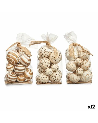 Set of Decorative Balls Vit Brun (12 antal)