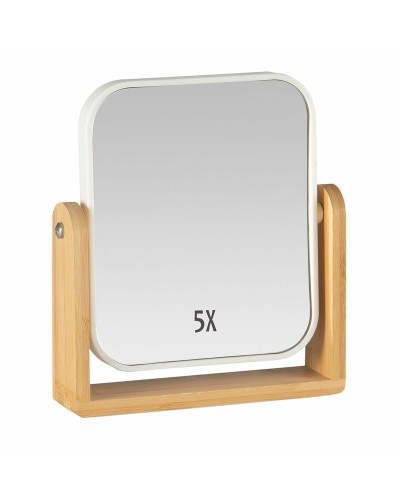 Miroir Andrea House Blanc Mat 18x4,5 cm avec Support en Bambou
