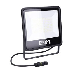Projecteur de chantier LED EDM, 8200 Lumens, 100W, Lumière Blanc Chaud (4000K)
