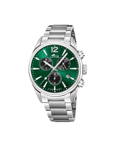 Lotus Reloj Hombre 18690/4: Verde Plateado, Diseño Elegante
