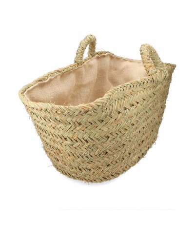 Cesta para Leña Ovalada EDM Esparto - 60 x 45 x 35 cm - Ideal para Chimeneas y Estufas
