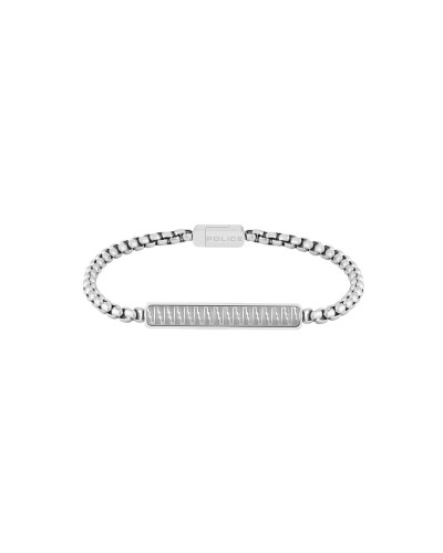 Police Bracciale Uomo Acciaio Inox Argento - Lunghezza 20cm - Stile Casual
