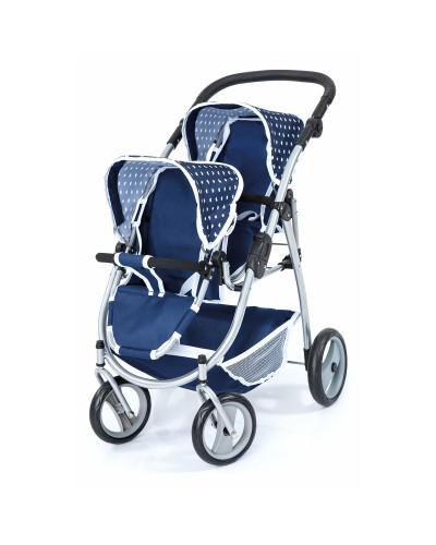 Carrozzina Bambole Reig Tandem Azzurra - 73x63x46 cm - Gemellare Gioco
