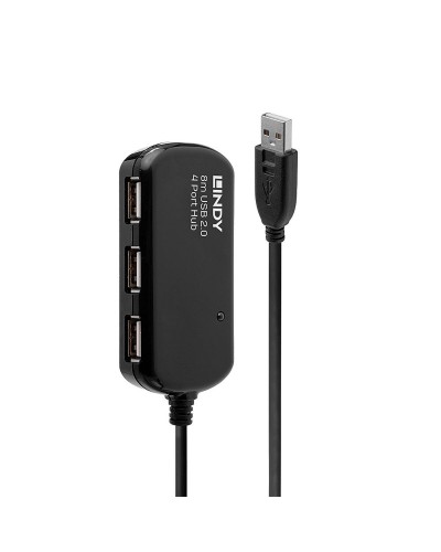 LINDY Hub USB 3.0 4 Ports Noir - Transfert de Données Rapide
