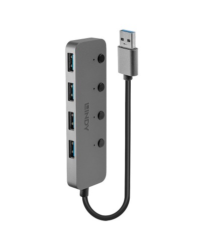 LINDY USB 3.0 Hub - 4 Port - Schwarz/Grau - Schnelle Datenübertragung

