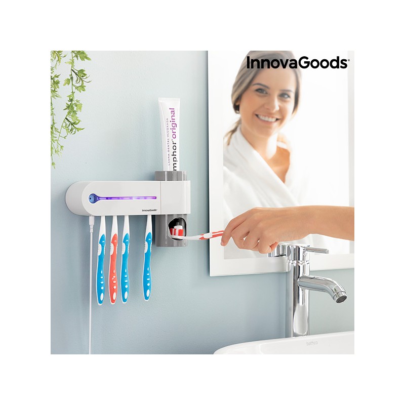 UV Toothbrush Steriliser with Stand and Toothpaste Dispenser Smiluv InnovaGoods