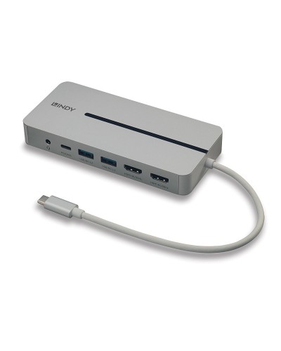Lindy Station d'accueil USB-C 43360 Grise - Hub Multifonction Ordinateur Portable
