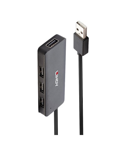 LINDY USB 3.0 4 Port Hub Black - Fast & Portable USB Adapter
