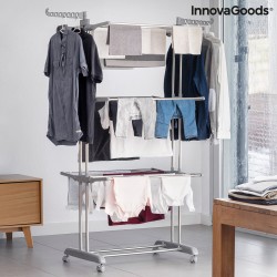 Tendedero Vertical Plegable Folver InnovaGoods: 24 Barras, Ruedas para Movilidad Fácil.
