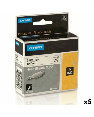 Laminerat Band till Etikettskrivare Rhino Dymo ID1-6 Gul Svart 6 x 1,5 mm (5 antal)