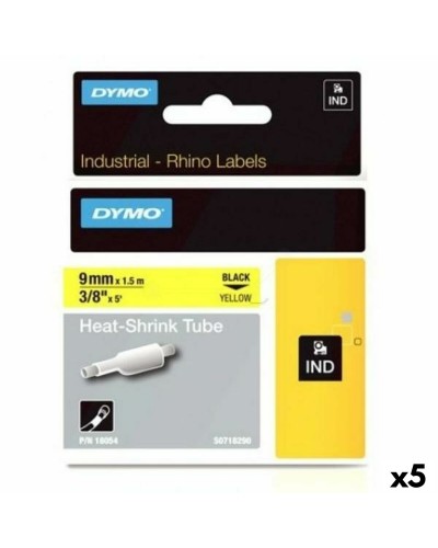 Gelamineerde Tape voor Labelmakers Rhino Dymo ID1-9 Geel Zwart 9 x 1,5 mm (5 Stuks)