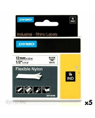 Dymo Rhino ID1-12 Étiquettes 12 x 3,5 mm en Noir et Blanc (5 Rouleaux)

