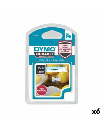 DYMO Thermotransferband, Weiß/Schwarz, 12 x 5,5 mm, 6er-Pack
