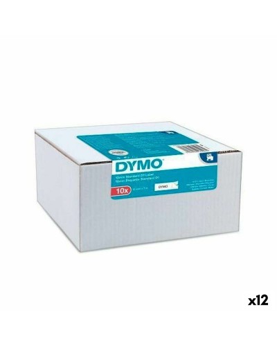 Laminerat Band till Etikettskrivare Dymo Vit Svart Självhäftande 10 Delar (12 antal)
