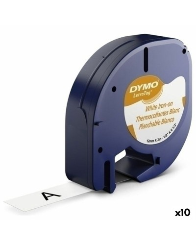 Black/White 12mm Tape for Dymo 18769 Label Maker, 2m, Textile, 10 Pieces

