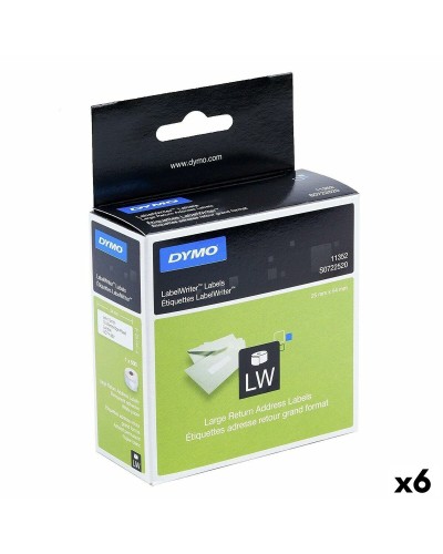 Etiquetas Compatibles Dymo 25x54mm Blanco/Negro (6 Rollos de 500 Unidades)
