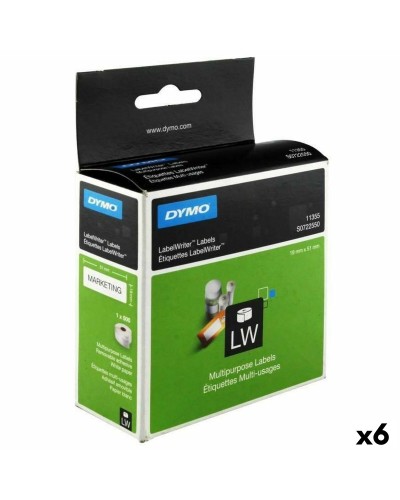 Etiquetas Térmicas Dymo LW11355 | 19 x 51 mm | Blanco/Negro | Paquete de 6 Rollos
