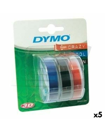 Dymo-Prägeband 9 mm x 3 m, 5 Stück, Rot, Schwarz, Blau
