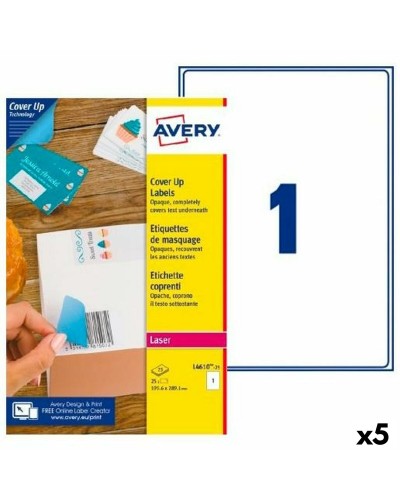 Etiketter till Skrivare Avery L4610 Vit 25 Blad 199,6 x 289,1 mm (5 antal)